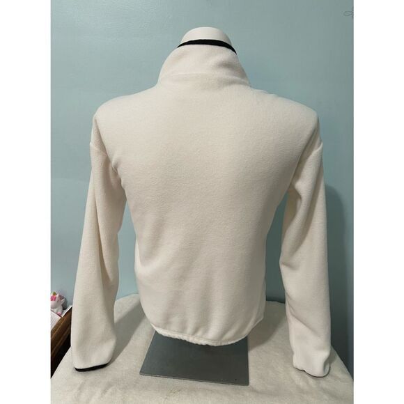 Bobbie Brooks Fleece Pullover Jacket Cream White with Black‎ Trim M - Picture 4 of 7